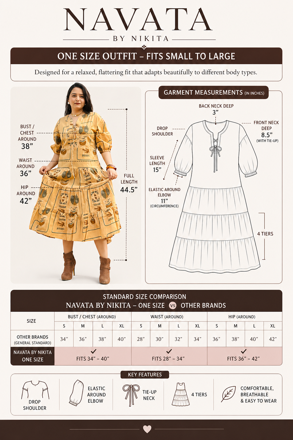 Beige Boho Tiered Dress