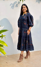 Charcoal Boho Tiered Dress