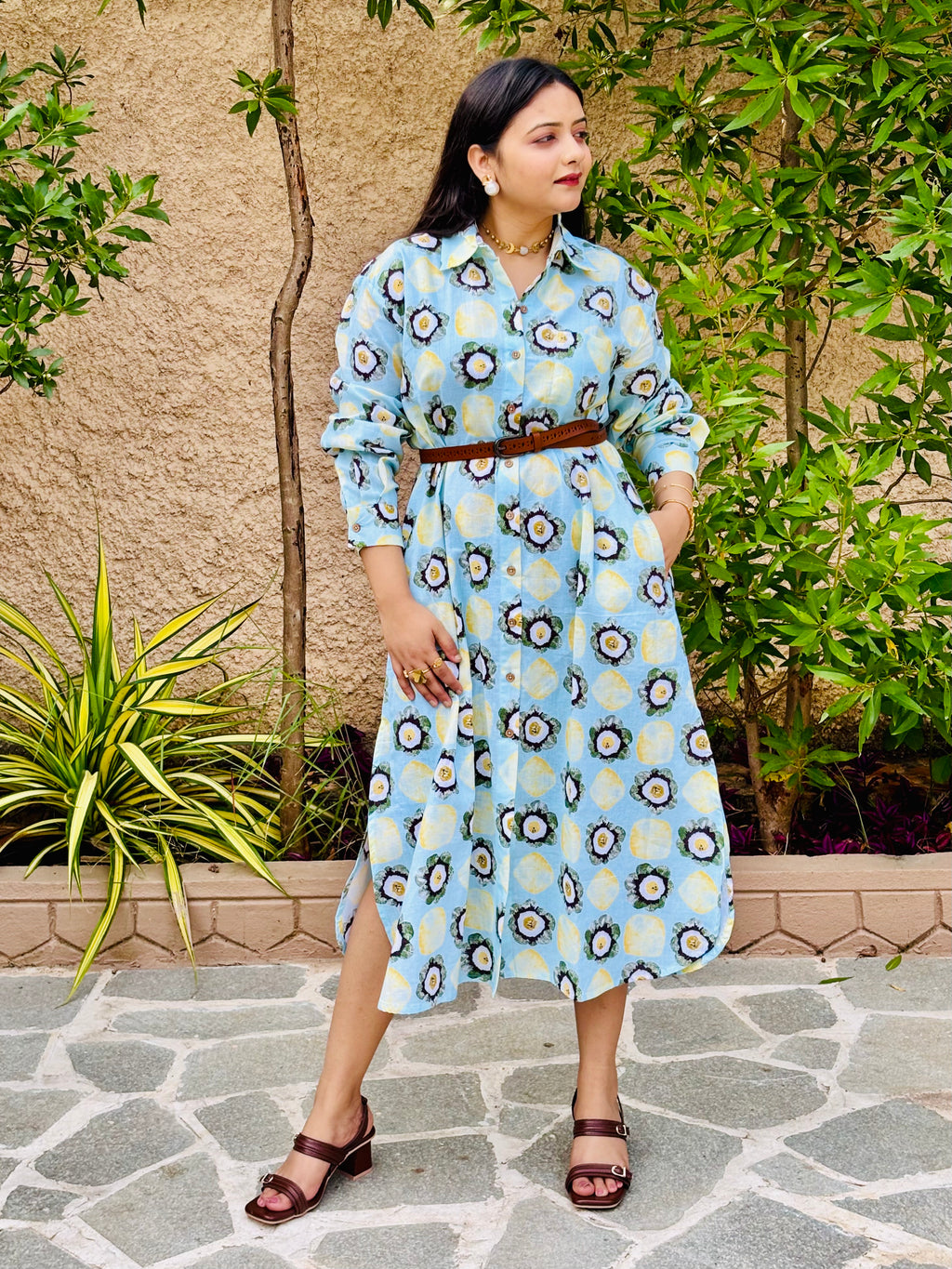 Women's Linen Cotton Shirtdress – Morning Bloom